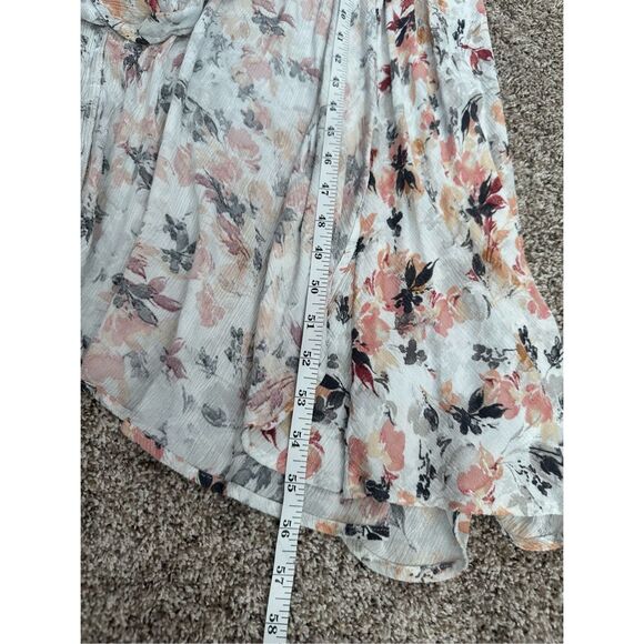 Torrid Maxi Gauze Walk-Through Dress Asymmetrical Floral Plus Sz 1 White/Orange - Picture 6 of 13